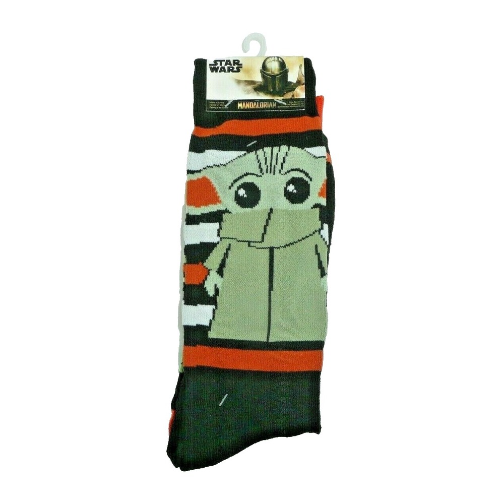 Star Wars Socks 2 Pairs Halloween Themed Grogu The Mandalorian Candy Corn Stripe